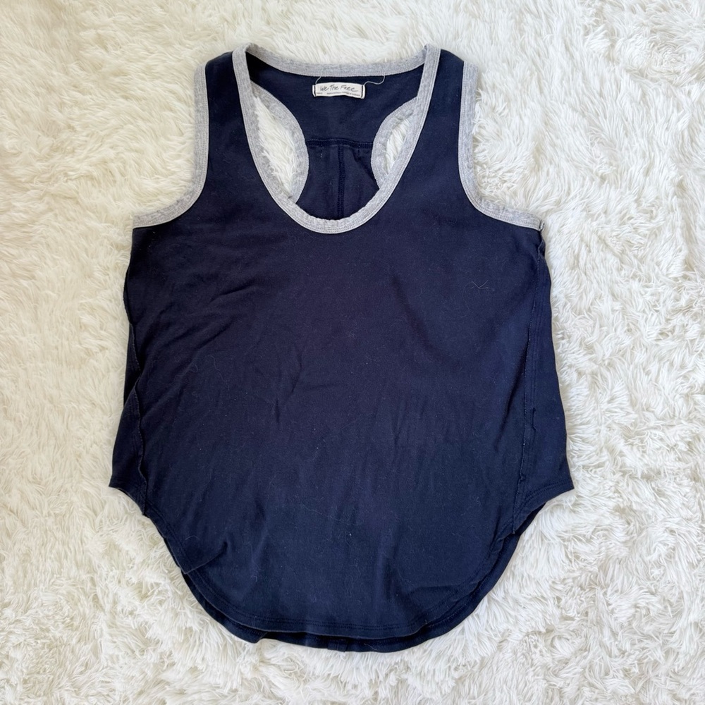 We The Free Racer Back Navy Tank Top, Small